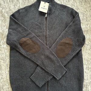 Aqua Men's Charcoal Zip-Up Sweater